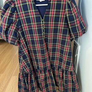 Entro Kids Plaid Dress - Navy, Red, Yellow